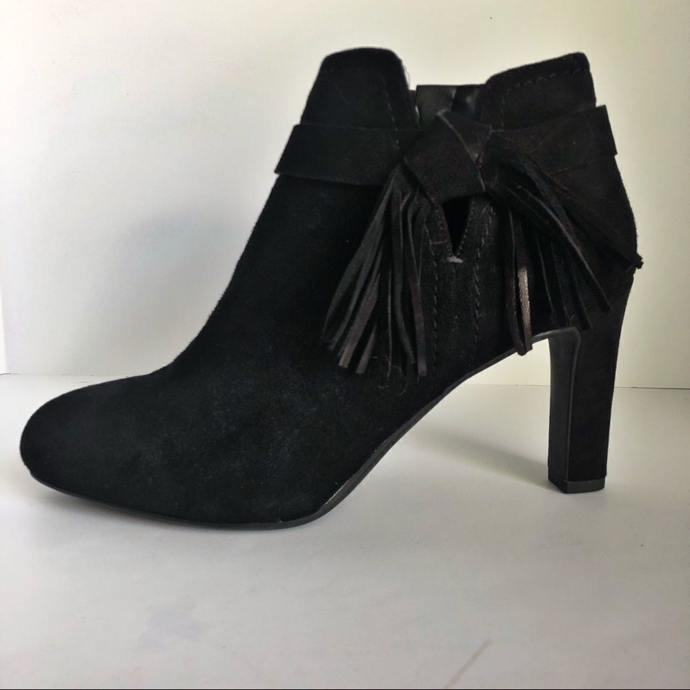 Franco Sarto Black Suede booties with tassels